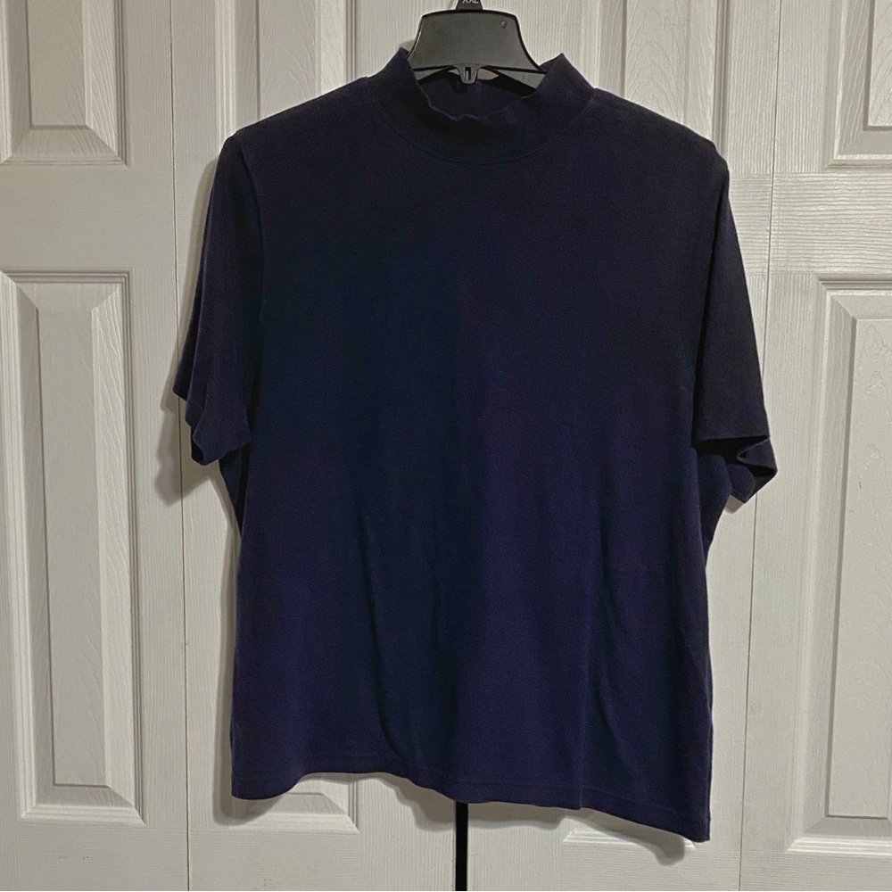 Lands End cotton knit mock neck shirt sleeve tee shirt size 20W / 22W